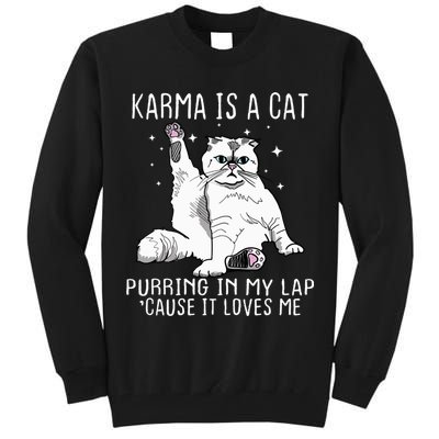 Karma Is A Cat Purring In My Lap Cause It Loves Me Cat Lover Essential Tall Sweatshirt