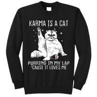 Karma Is A Cat Purring In My Lap Cause It Loves Me Cat Lover Essential Tall Sweatshirt