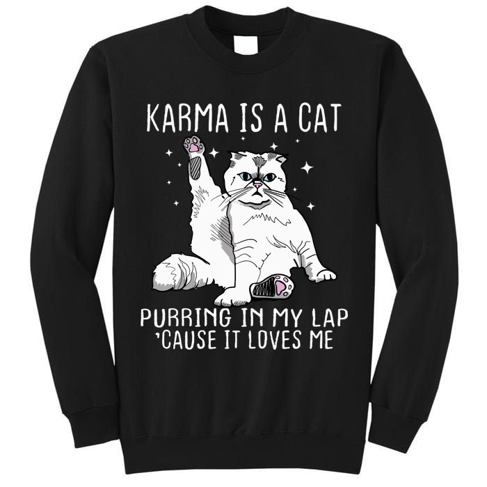Karma Is A Cat Purring In My Lap Cause It Loves Me Cat Lover Essential Tall Sweatshirt