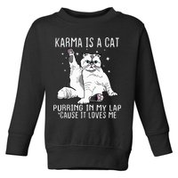 Karma Is A Cat Purring In My Lap Cause It Loves Me Cat Lover Essential Toddler Sweatshirt