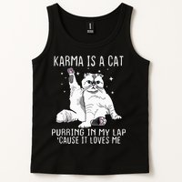 Karma Is A Cat Purring In My Lap Cause It Loves Me Cat Lover Essential Tank Top