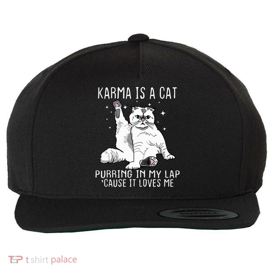 Karma Is A Cat Purring In My Lap Cause It Loves Me Cat Lover Essential Wool Snapback Cap