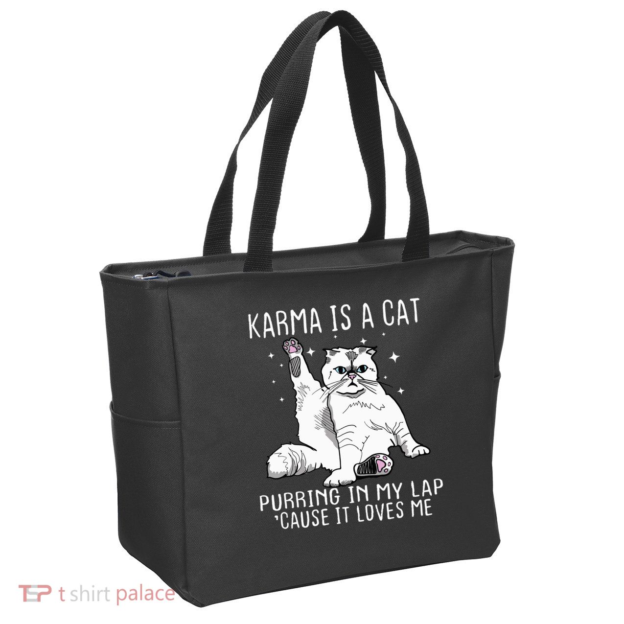 Karma Is A Cat Purring In My Lap Cause It Loves Me Cat Lover Essential Zip Tote Bag