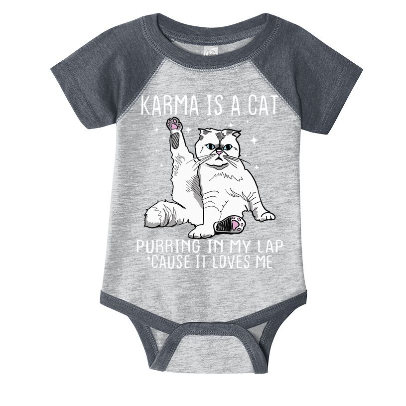 Karma Is A Cat Purring In My Lap Cause It Loves Me Cat Lover Essential Infant Baby Jersey Bodysuit