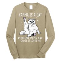 Karma Is A Cat Purring In My Lap Cause It Loves Me Cat Lover Essential Long Sleeve Shirt