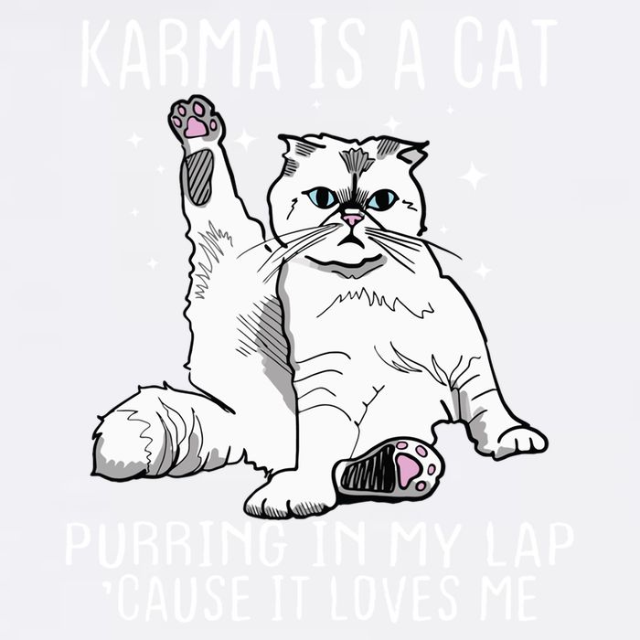 Karma Is A Cat Purring In My Lap Cause It Loves Me Cat Lover Essential Garment-Dyed Sweatshirt