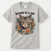 Karma Is A Cat Retro Floral Tall T-Shirt