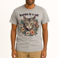 Karma Is A Cat Retro Floral Tall T-Shirt