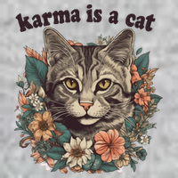 Karma Is A Cat Retro Floral Tall T-Shirt