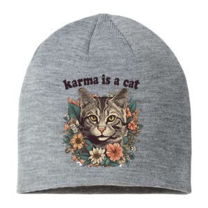 Karma Is A Cat Retro Floral Sustainable Beanie