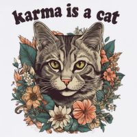 Karma Is A Cat Retro Floral Cooling Performance Crew T-Shirt