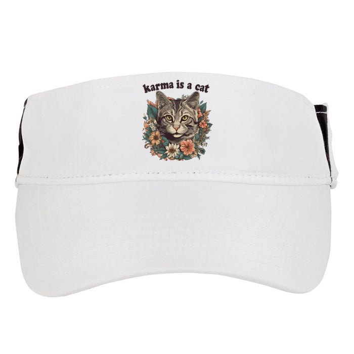 Karma Is A Cat Retro Floral Adult Drive Performance Visor