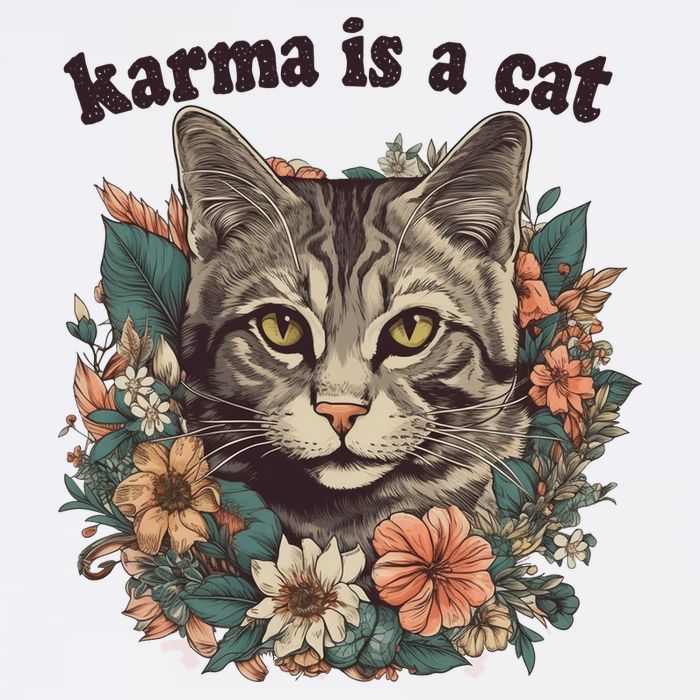 Karma Is A Cat Retro Floral Adult Drive Performance Visor
