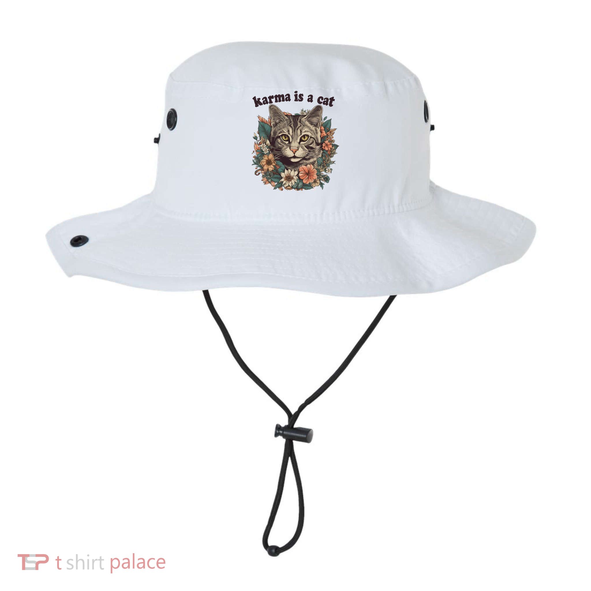 Karma Is A Cat Retro Floral Bucket Hat