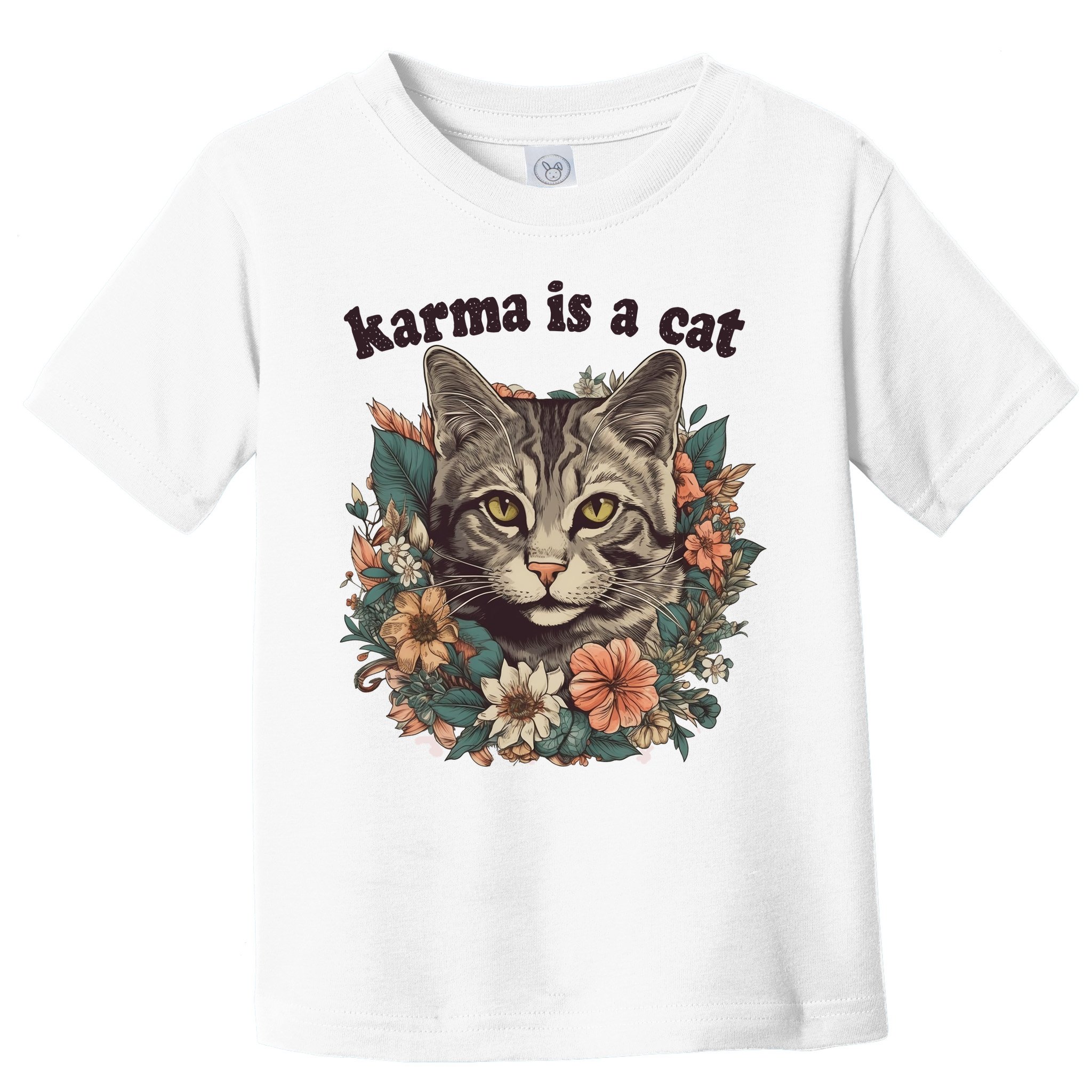 Karma Is A Cat Retro Floral Toddler T-Shirt