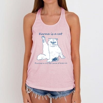 Karma Is A Cat Purring In My Lap 'Cause It Loves Me Cat Love Women's Knotted Racerback Tank