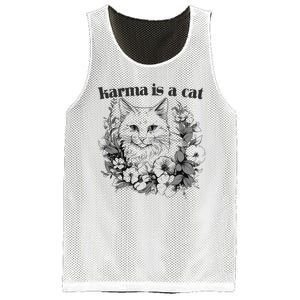 Karma Is A Cat Purring Floral Mesh Reversible Basketball Jersey Tank