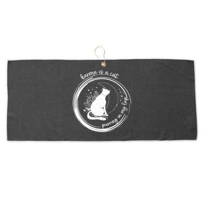 Karma Is A Cat Purring In My Lap Cause It Loves Me Great Gift Large Microfiber Waffle Golf Towel
