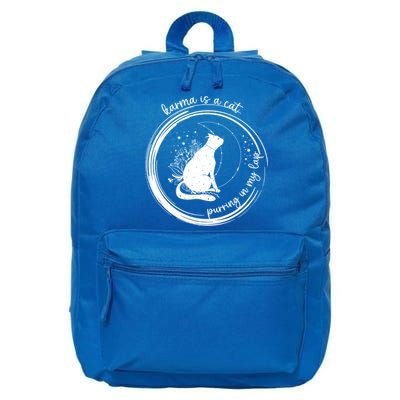 Karma Is A Cat Purring In My Lap Cause It Loves Me Great Gift 16 in Basic Backpack
