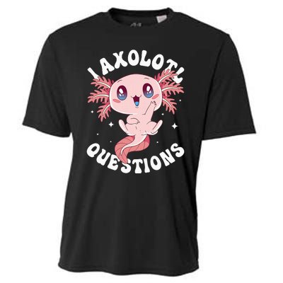 Kawaii I Axolotl Questions Funny Axolotl Lover Cute Axolotl Cooling Performance Crew T-Shirt