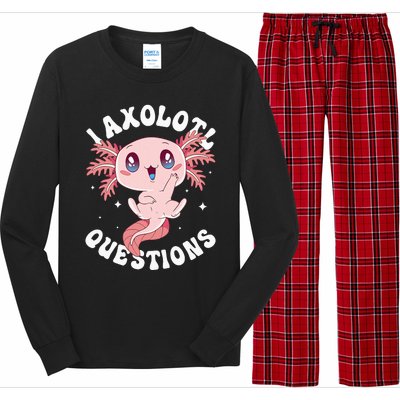 Kawaii I Axolotl Questions Funny Axolotl Lover Cute Axolotl Long Sleeve Pajama Set