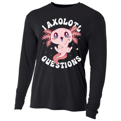 Kawaii I Axolotl Questions Funny Axolotl Lover Cute Axolotl Cooling Performance Long Sleeve Crew