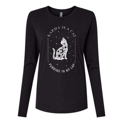 Karma Is A Cat Purring In My Lap Womens Cotton Relaxed Long Sleeve T-Shirt