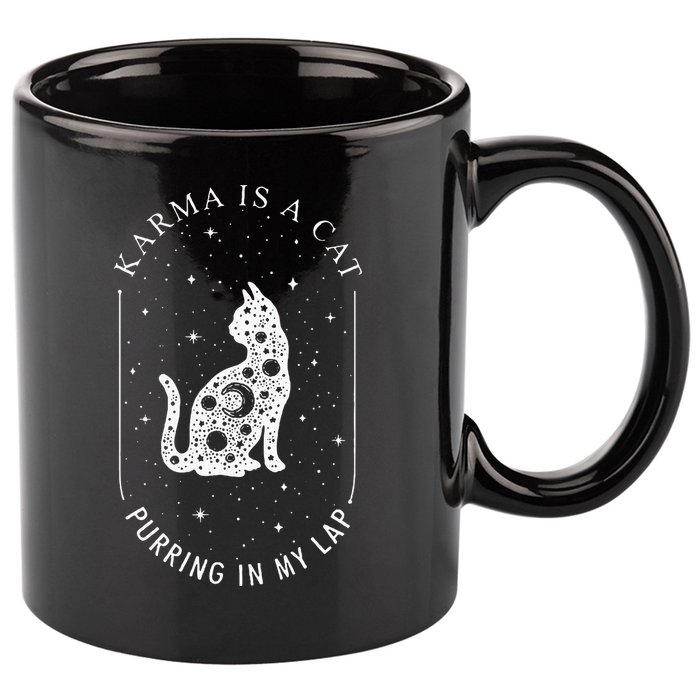 Karma Is A Cat Purring In My Lap 11oz C Handle Ceramic Mug