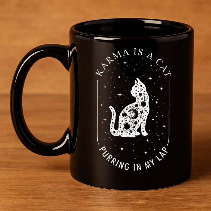 Karma Is A Cat Purring In My Lap 11oz C Handle Ceramic Mug