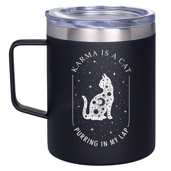 Karma Is A Cat Purring In My Lap 12oz Stainless Steel Coffee Mug