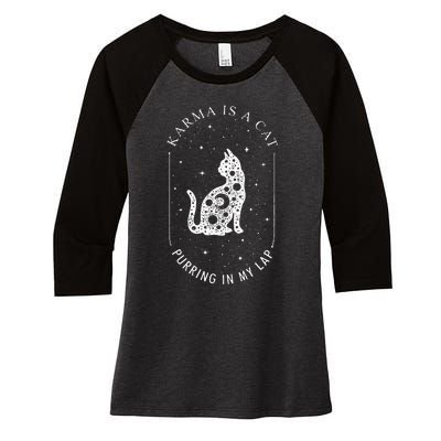 Karma Is A Cat Purring In My Lap Women's Tri-Blend 3/4-Sleeve Raglan Shirt