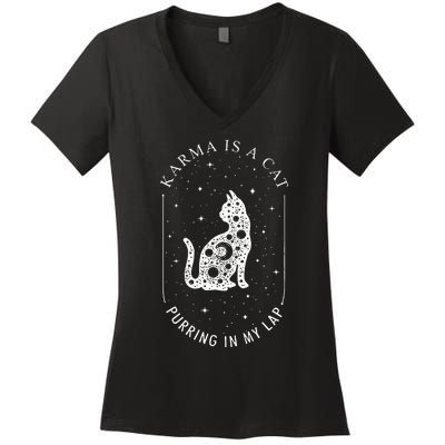 Karma Is A Cat Purring In My Lap Women's V-Neck T-Shirt