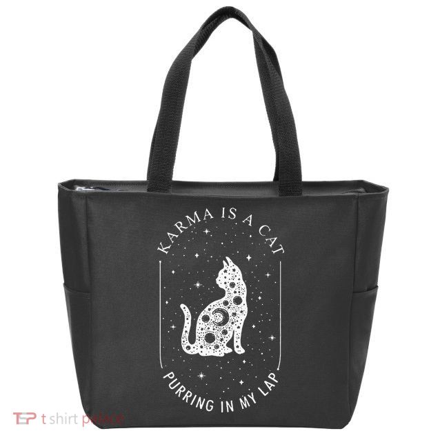 Karma Is A Cat Purring In My Lap Zip Tote Bag