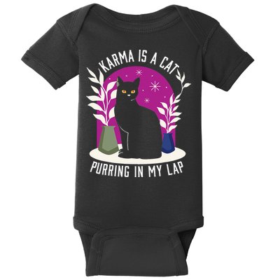 Karma Is A Cat Purring In My Lap Funny Cat Lovers Baby Bodysuit