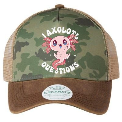 Kawaii I Axolotl Questions Funny Axolotl Lover Cute Axolotl Legacy Tie Dye Trucker Hat