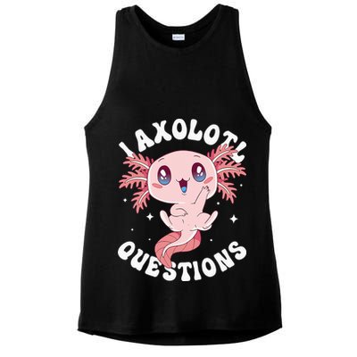 Kawaii I Axolotl Questions Funny Axolotl Lover Cute Axolotl Ladies PosiCharge Tri-Blend Wicking Tank