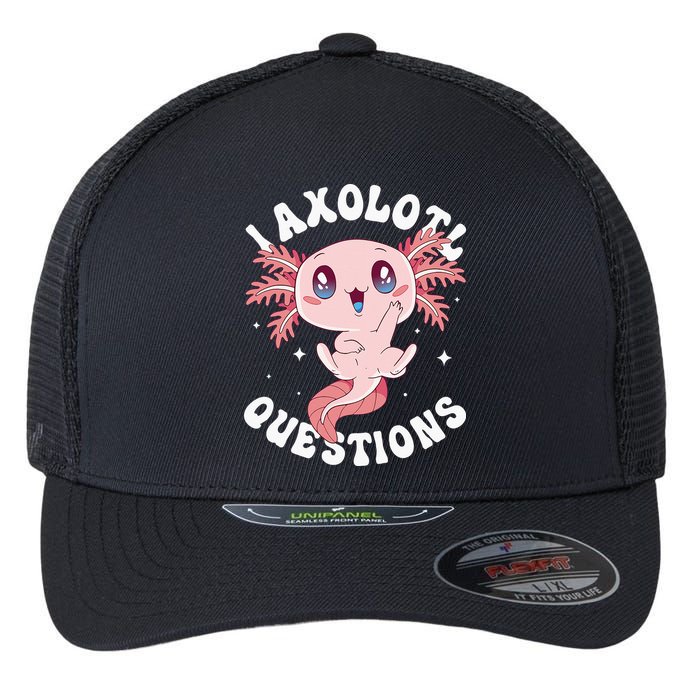 Kawaii I Axolotl Questions Funny Axolotl Lover Cute Axolotl Flexfit Unipanel Trucker Cap