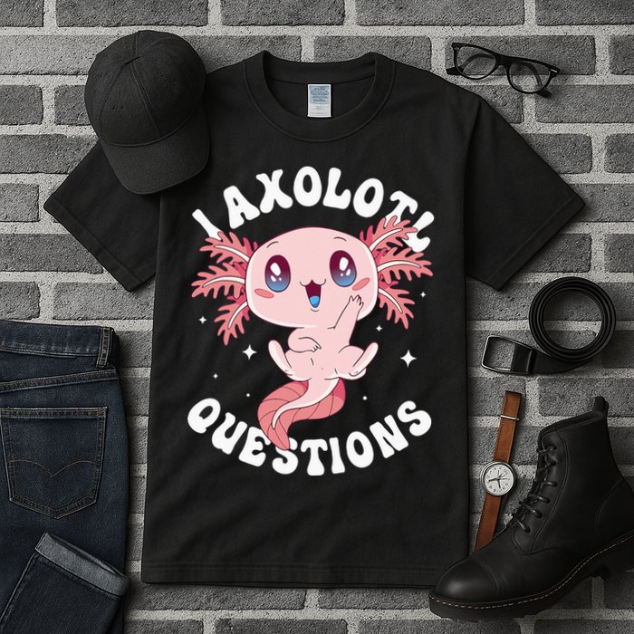 Kawaii I Axolotl Questions Funny Axolotl Lover Cute Axolotl Tall T-Shirt