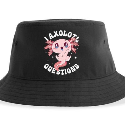 Kawaii I Axolotl Questions Funny Axolotl Lover Cute Axolotl Sustainable Bucket Hat