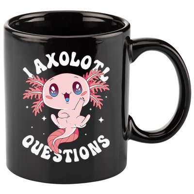 Kawaii I Axolotl Questions Funny Axolotl Lover Cute Axolotl 11oz C Handle Ceramic Mug
