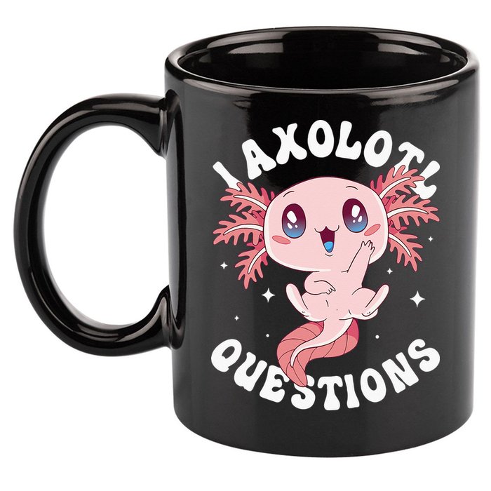 Kawaii I Axolotl Questions Funny Axolotl Lover Cute Axolotl 11oz C Handle Ceramic Mug