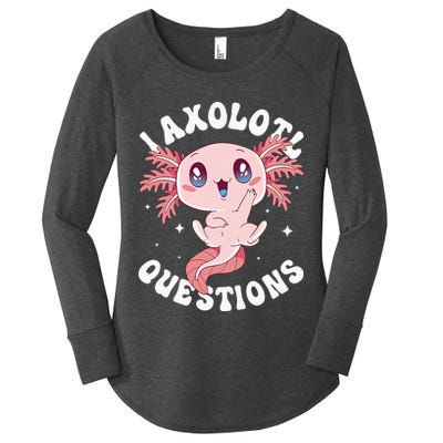 Kawaii I Axolotl Questions Funny Axolotl Lover Cute Axolotl Women's Perfect Tri Tunic Long Sleeve Shirt