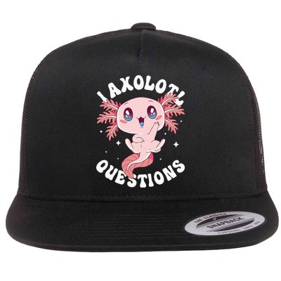 Kawaii I Axolotl Questions Funny Axolotl Lover Cute Axolotl Flatbill Hat