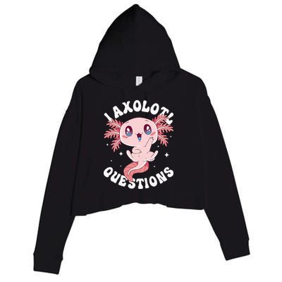 Kawaii I Axolotl Questions Funny Axolotl Lover Cute Axolotl Crop Fleece Hoodie