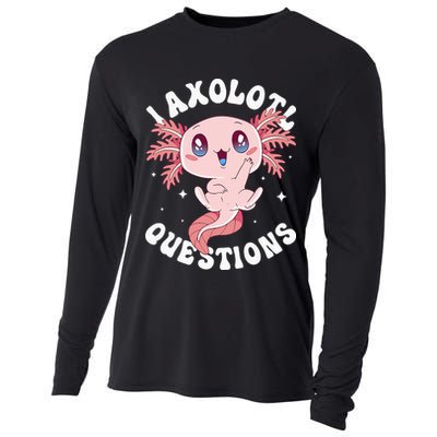 Kawaii I Axolotl Questions Funny Axolotl Lover Cute Axolotl Cooling Performance Long Sleeve Crew