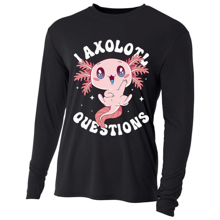 Kawaii I Axolotl Questions Funny Axolotl Lover Cute Axolotl Cooling Performance Long Sleeve Crew