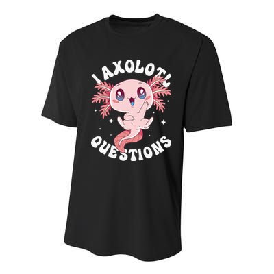 Kawaii I Axolotl Questions Funny Axolotl Lover Cute Axolotl Youth Performance Sprint T-Shirt