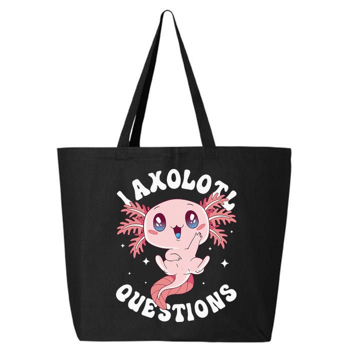 Kawaii I Axolotl Questions Funny Axolotl Lover Cute Axolotl 25L Jumbo Tote