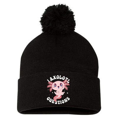 Kawaii I Axolotl Questions Funny Axolotl Lover Cute Axolotl Pom Pom 12in Knit Beanie