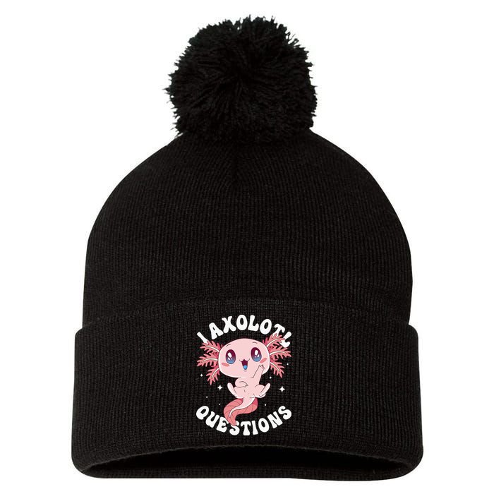 Kawaii I Axolotl Questions Funny Axolotl Lover Cute Axolotl Pom Pom 12in Knit Beanie